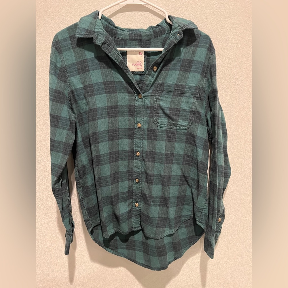 Green Plaid Button-Up Shirt